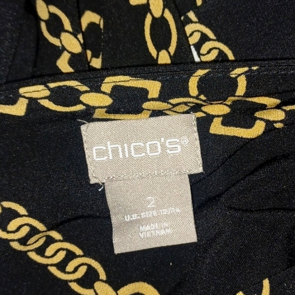 Chico's Black Gold Pattern Wrap Dress - Picture 4 of 5